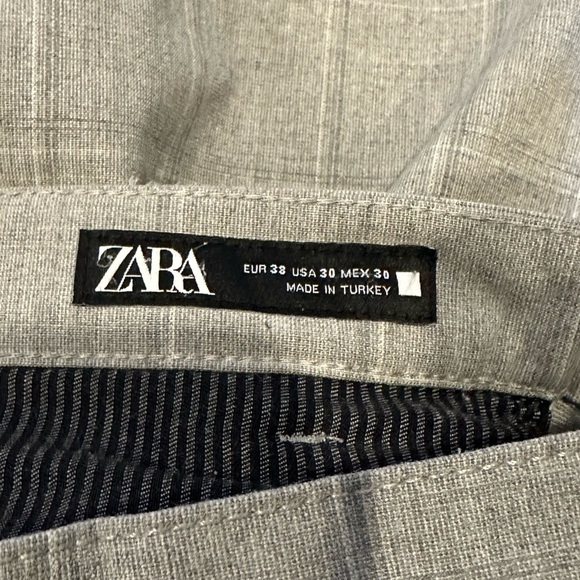 Zara Men's Light Gray Checkered Trouser Pants - Picture 4 of 10